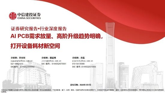 中信建投：AI PCB需求放量、高阶升级趋势明确，打开设备耗材新空间
